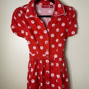 Stitch Shoppe by Loungefly Coca Cola Dress Button Front Skirt Retro Red S